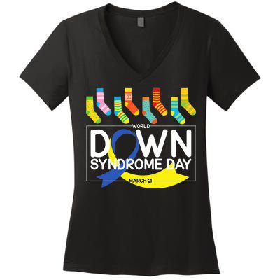 World Down Syndrome Day March 211 Women's V-Neck T-Shirt