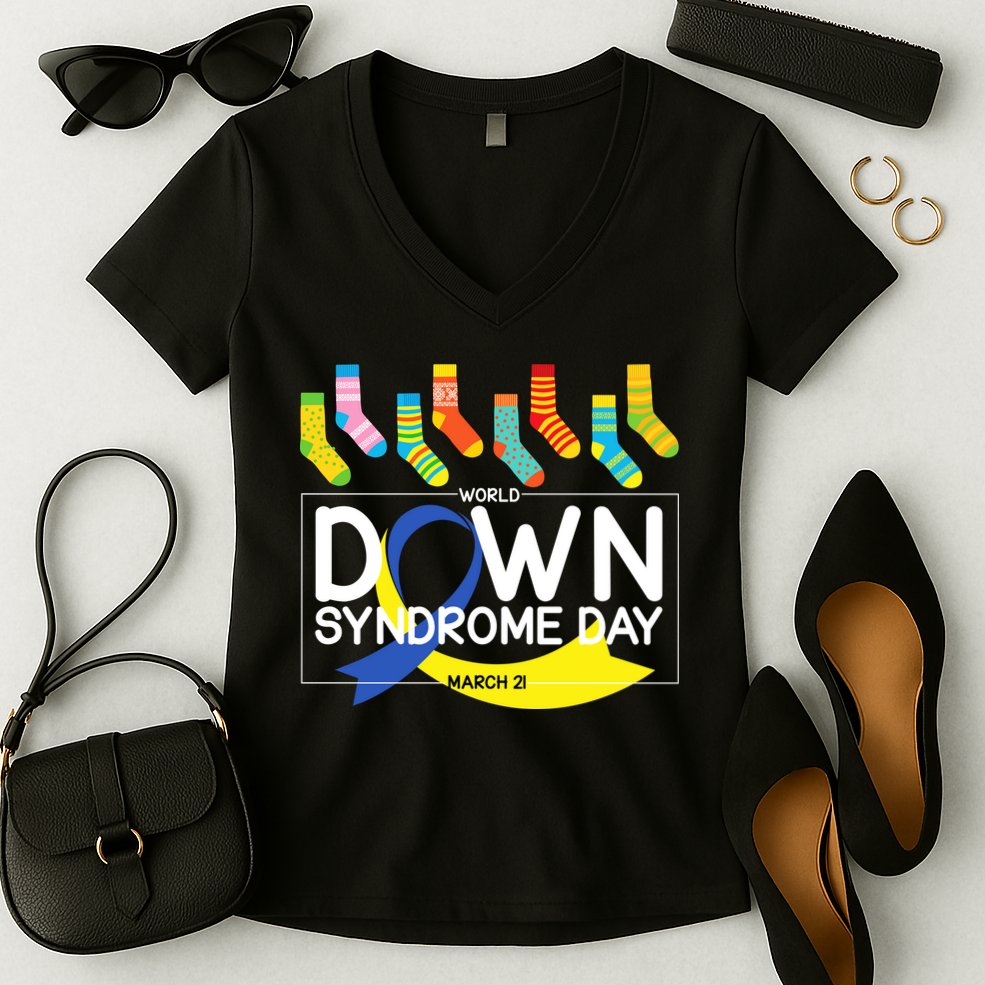 World Down Syndrome Day March 211 Women's V-Neck T-Shirt
