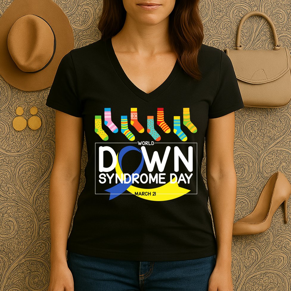 World Down Syndrome Day March 211 Women's V-Neck T-Shirt