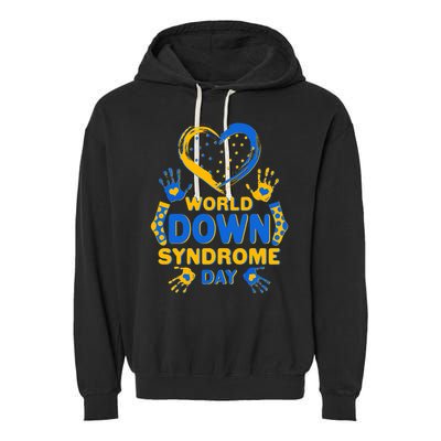 World Down Syndrome Day Painted Hands And Polka Dots  Garment-Dyed Fleece Hoodie