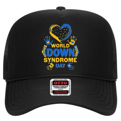 World Down Syndrome Day Painted Hands And Polka Dots  High Crown Mesh Back Trucker Hat