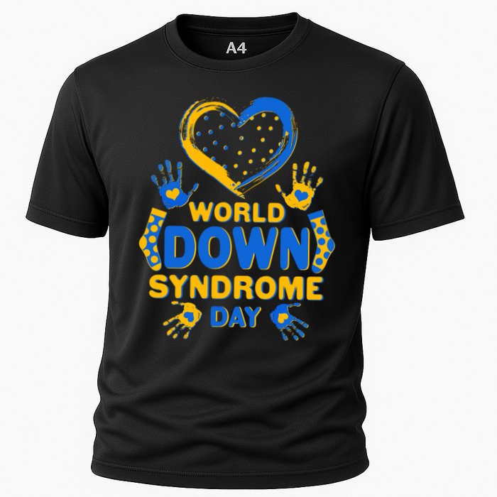World Down Syndrome Day Painted Hands And Polka Dots  Cooling Performance Crew T-Shirt