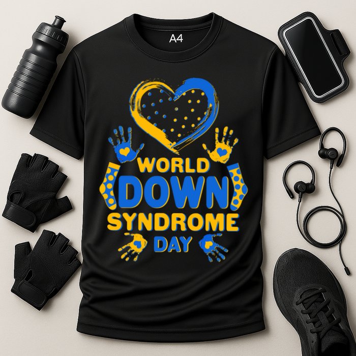 World Down Syndrome Day Painted Hands And Polka Dots  Cooling Performance Crew T-Shirt