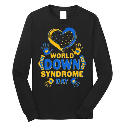 World Down Syndrome Day Painted Hands And Polka Dots  Long Sleeve Shirt