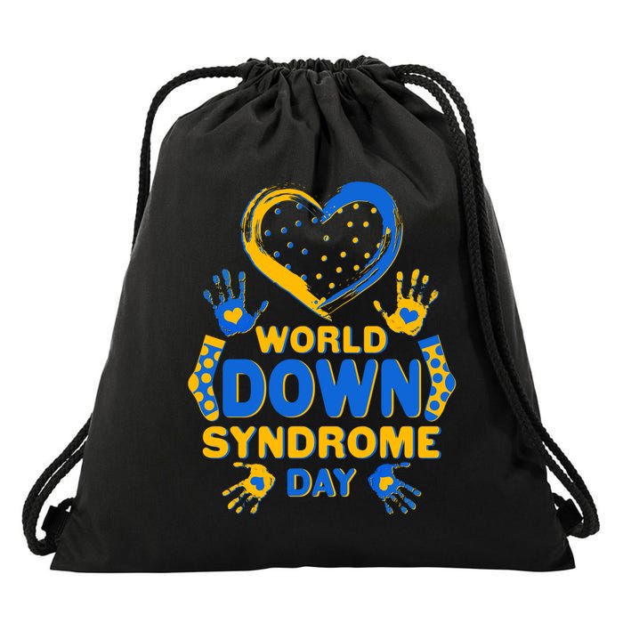 World Down Syndrome Day Painted Hands And Polka Dots  Drawstring Bag