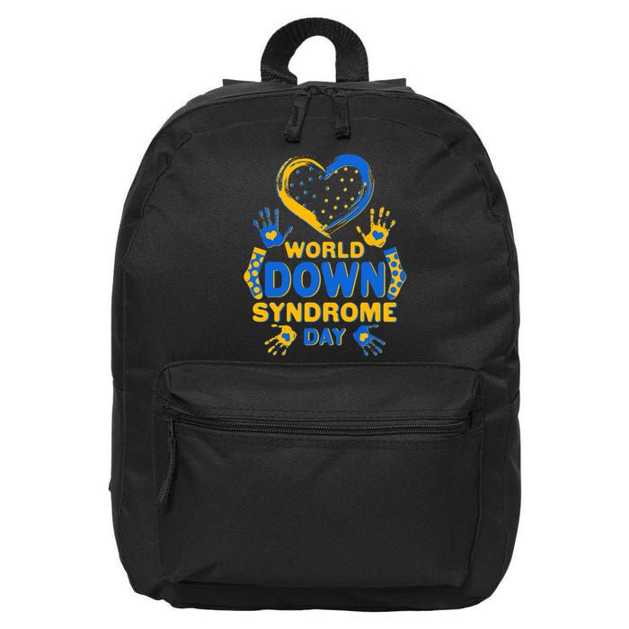 World Down Syndrome Day Painted Hands And Polka Dots  16 in Basic Backpack