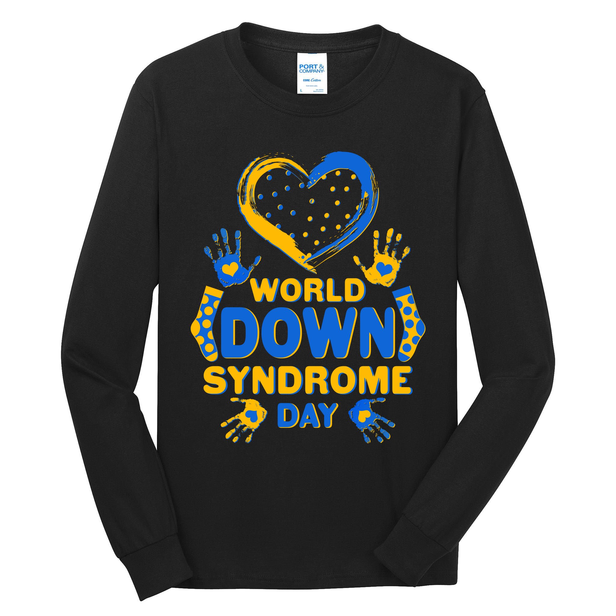 World Down Syndrome Day Painted Hands And Polka Dots  Tall Long Sleeve T-Shirt
