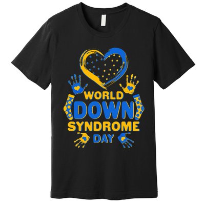 World Down Syndrome Day Painted Hands And Polka Dots  Premium T-Shirt
