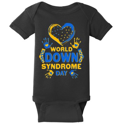 World Down Syndrome Day Painted Hands And Polka Dots  Baby Bodysuit