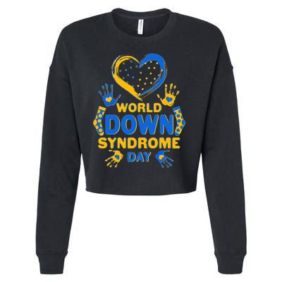 World Down Syndrome Day Painted Hands And Polka Dots  Cropped Pullover Crew