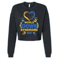 World Down Syndrome Day Painted Hands And Polka Dots  Cropped Pullover Crew