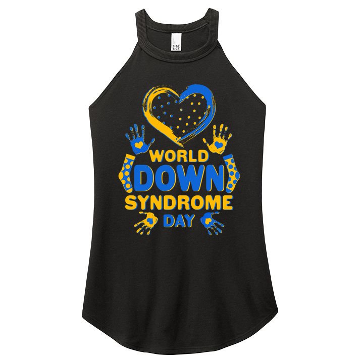 World Down Syndrome Day Painted Hands And Polka Dots  Women's Perfect Tri Rocker Tank