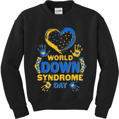 World Down Syndrome Day Painted Hands And Polka Dots  Kids Sweatshirt