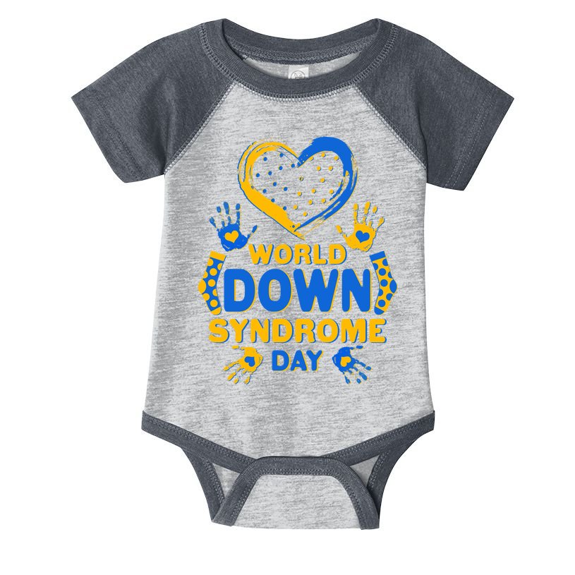 World Down Syndrome Day Painted Hands And Polka Dots  Infant Baby Jersey Bodysuit