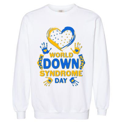 World Down Syndrome Day Painted Hands And Polka Dots  Garment-Dyed Sweatshirt