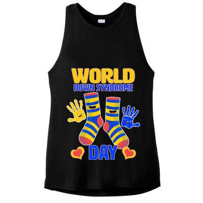 World Down Syndrome Day Socks & Hands Ladies PosiCharge Tri-Blend Wicking Tank