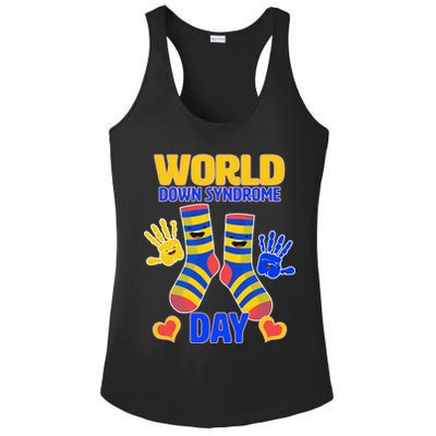 World Down Syndrome Day Socks & Hands Ladies PosiCharge Competitor Racerback Tank