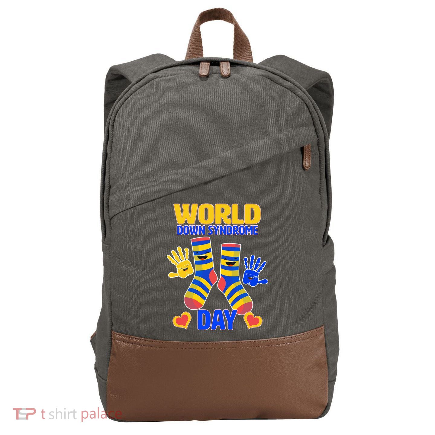 World Down Syndrome Day Socks & Hands Cotton Canvas Backpack