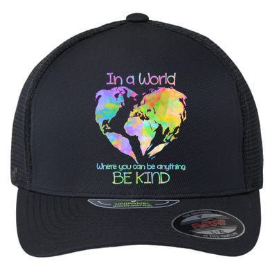 World Full Of Love Be Kind Flexfit Unipanel Trucker Cap
