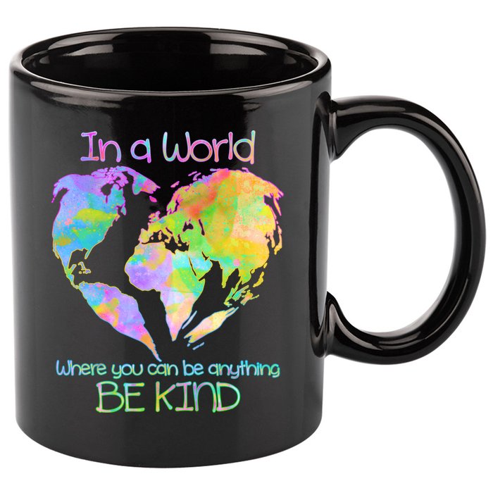 World Full Of Love Be Kind 11oz C Handle Ceramic Mug