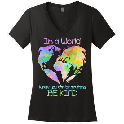 World Full Of Love Be Kind Women's V-Neck T-Shirt