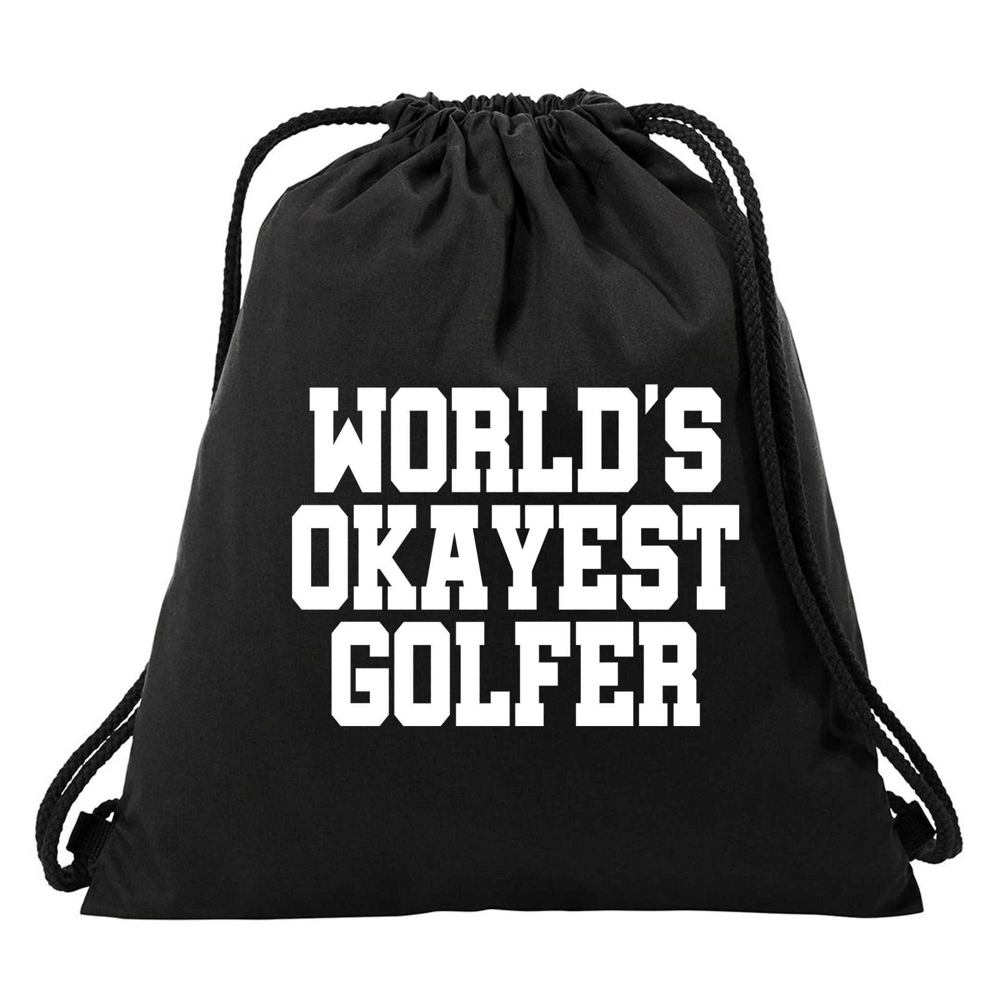 World Okayest Golfer Drawstring Bag