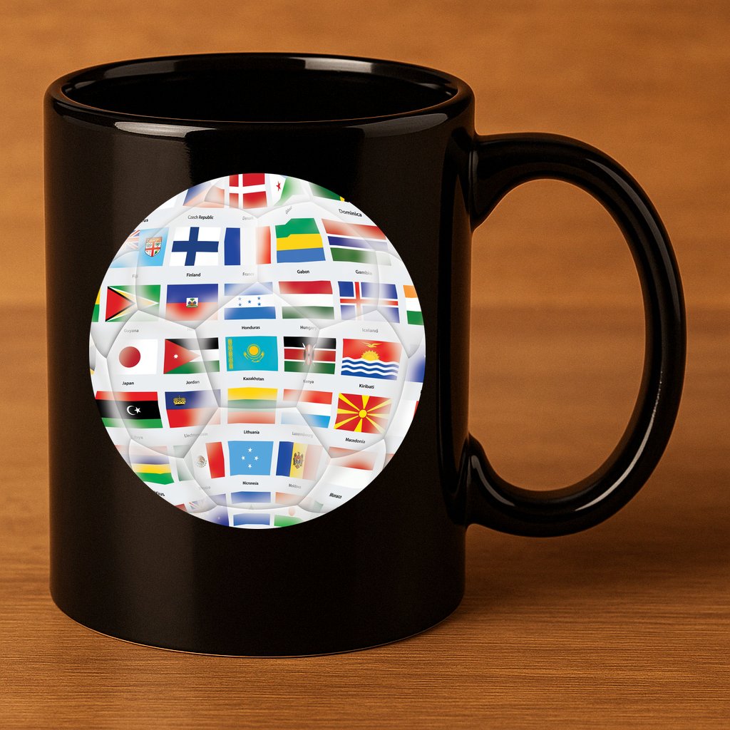 World Soccer Ball 11oz C Handle Ceramic Mug