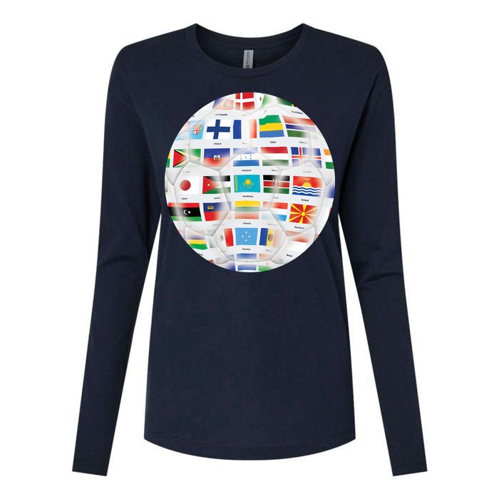 World Soccer Ball Womens Cotton Relaxed Long Sleeve T-Shirt