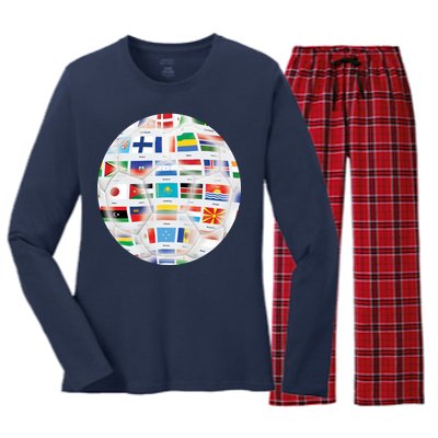 World Soccer Ball Women's Long Sleeve Flannel Pajama Set 