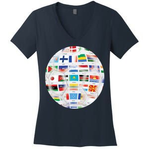 World Soccer Ball Women's V-Neck T-Shirt