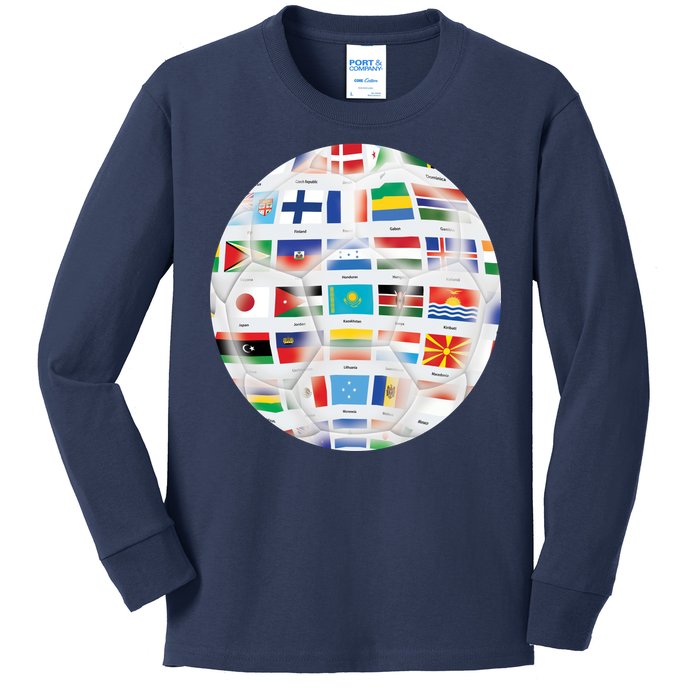 World Soccer Ball Kids Long Sleeve Shirt