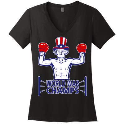 World War Champs Uncle Sam Women's V-Neck T-Shirt