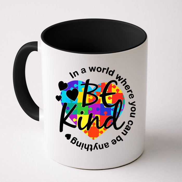World Where You Can Be Anything Be Kind Autism Heart Coffee Mug