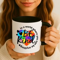 World Where You Can Be Anything Be Kind Autism Heart Coffee Mug