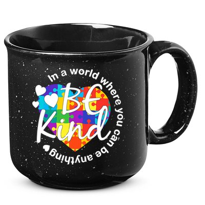 World Where You Can Be Anything Be Kind Autism Heart 15oz Campfire Ceramic Mug