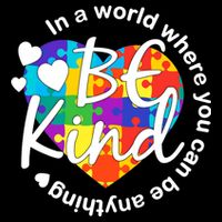 World Where You Can Be Anything Be Kind Autism Heart Drawstring Bag