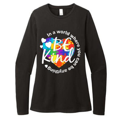 World Where You Can Be Anything Be Kind Autism Heart Womens CVC Long Sleeve Shirt