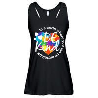 World Where You Can Be Anything Be Kind Autism Heart Ladies Essential Flowy Tank