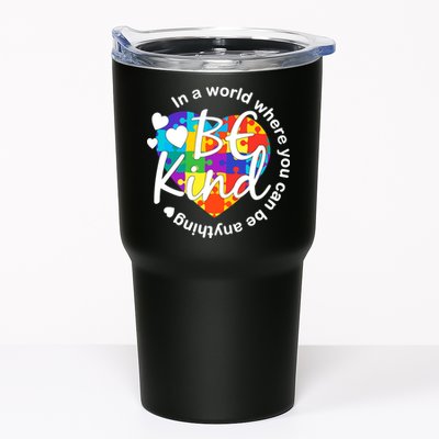 World Where You Can Be Anything Be Kind Autism Heart Tumbler