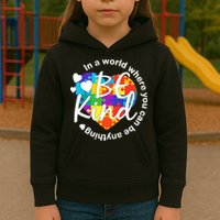 World Where You Can Be Anything Be Kind Autism Heart Kids Hoodie