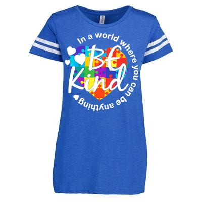 World Where You Can Be Anything Be Kind Autism Heart Enza Ladies Jersey Football T-Shirt