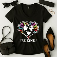 World Where You Can Be Anything Be Kind World Unity Day Women's V-Neck T-Shirt