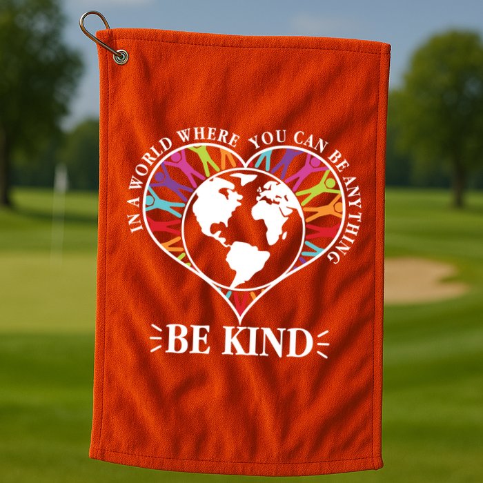World Where You Can Be Anything Be Kind World Unity Day Golf Towel