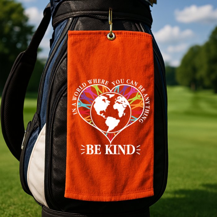 World Where You Can Be Anything Be Kind World Unity Day Golf Towel