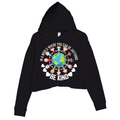 World Where You Can Be Kind Anti-Bullying Crop Fleece Hoodie