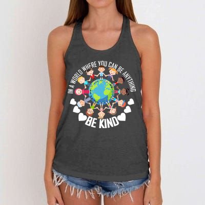 World Where You Can Be Kind Anti-Bullying Women's Knotted Racerback Tank