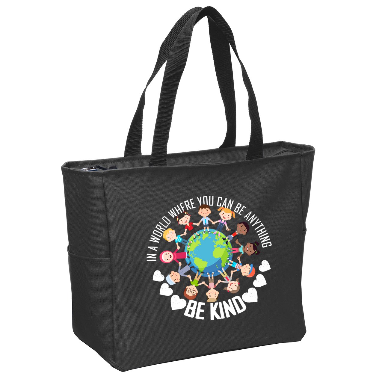 World Where You Can Be Kind Anti-Bullying Zip Tote Bag
