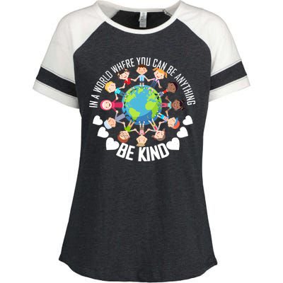 World Where You Can Be Kind Anti-Bullying Enza Ladies Jersey Colorblock Tee