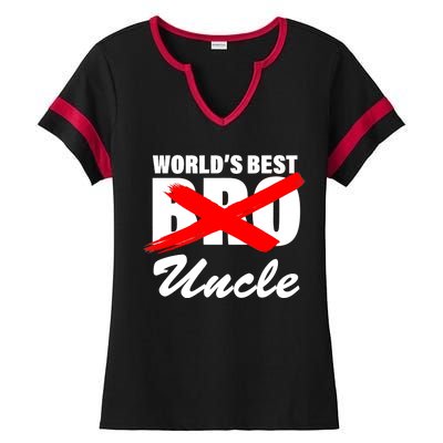 Worlds Best Bro (Uncle) Funny Ladies Halftime Notch Neck Tee