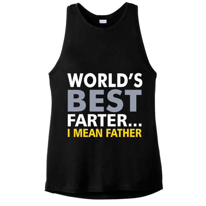World's Best Farter I Mean Father Funny Dad Ladies PosiCharge Tri-Blend Wicking Tank